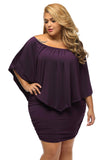 Plus size  Dressing Layered Dark Blue Mini Poncho Dress