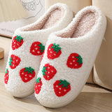 Strawberry Pattern Cotton Slippers Indoor Home Plush Warm Slippers