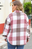 Plus size plaid button up jacket with collared neck