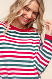 Haptics Full Size Striped Contrast Side Slit Knit Top