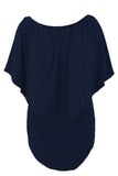 Plus size  Dressing Layered Dark Blue Mini Poncho Dress