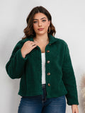 Plus size button down fall jacket with collared neck