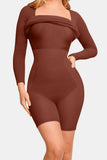 Basic Bae Full Size Built-In Shapewear Square Neck Long Sleeve Dress