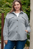 Plus size button-up jacket with pockets for fall outerwear