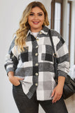 Plus size plaid button up jacket with collared neck