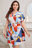 Honey Plus Size Notched Neck Tie Waist Dress