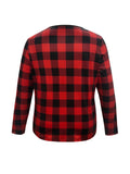 Plus Size Plaid Notched Buttoned Long Sleeve T-Shirt