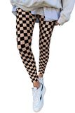 Black Checkered Pattern High Waist Skinny Leggings