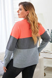 Gray Crew Neck Colorblock Plus Size Sweatshirt