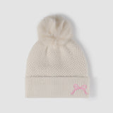 Thermal Bow Knit Hat with Pompom