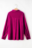 Chestnut Plus Size Velvet Chest Pocket Drop Shoulder Shirt