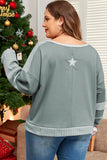 Star Round Neck Long Sleeve Plus Size Top