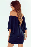 Plus size  Dressing Layered Dark Blue Mini Poncho Dress