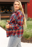 Orange Plus Size Plaid Print Buttoned Shirt