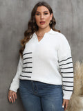 Plus Size Striped V-Neck Sweater