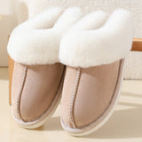 Winter suede fur mouth cotton slippers