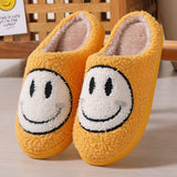 Colorful smiley face pattern cotton slippers indoor home plush warm slippers