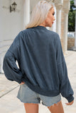 Black Drop Shoulder Crew Neck Pullover Sweatshirt