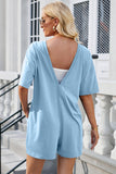 Lovelet Backless Round Neck Half Sleeve Romper