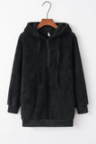 Full Size Quarter-Zip Drawstring Teddy Hoodie