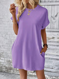 Pocketed Round Neck Short Sleeve Dress