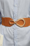 Ribbed Alloy Buckle Elastic Belt