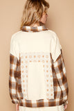 POL Plaid & Star Patchwork Contrast Long Sleeve Shacket