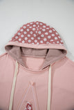 Delicacy Star Patch Graphic Floral Color Block Drawstring Plus Size Hoodie