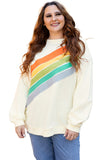 Black Rainbow Raglan Sleeve Crew Neck Plus Size Sweatshirt