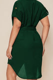 Plus Size Notched Tie Waist Mini Dress