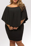 Plus size  Dressing Layered Dark Blue Mini Poncho Dress