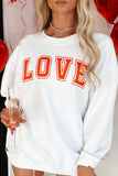 White LOVE Printed Crewneck Valentines Pullover Sweatshirt