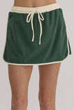 Contrast Trim Round Neck Top and Skort Set