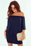 Plus size  Dressing Layered Dark Blue Mini Poncho Dress