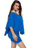 Plus size  Dressing Layered Dark Blue Mini Poncho Dress