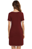 Contrast Trim Pocketed Round Neck Lounge Dress