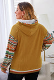 Plus Size Waffle-Knit Geometric Dropped Shoulder Hoodie