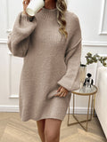 Devine Mock Neck Long Sleeve Mini Sweater Dress