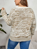 Plus size woman wearing Honey round neck long sleeve sweater