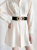 Geometric Buckle Elastic Wide Belt