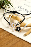 White Flower Pearl Pendant Matching Bracelet Set