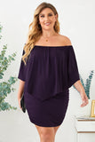 Plus size  Dressing Layered Dark Blue Mini Poncho Dress