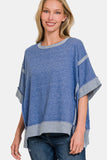 Zenana Contrast Trim Drop Shoulder T-Shirt