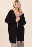 Mittoshop Open Front Long Sleeve Longline Cardigan