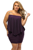 Plus size  Dressing Layered Dark Blue Mini Poncho Dress