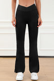 Wide Waistband Slit Bootcut Active Pants