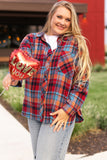 Orange Plus Size Plaid Print Buttoned Shirt