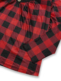 Plus Size Plaid Notched Buttoned Long Sleeve T-Shirt