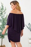 Plus size  Dressing Layered Dark Blue Mini Poncho Dress