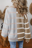 Light French Beige Colorblock Oversized Sweater